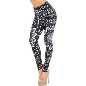 Creamy Soft Black Tribal Mandala Extra Plus Size Leggings - 3X-5X - By USA